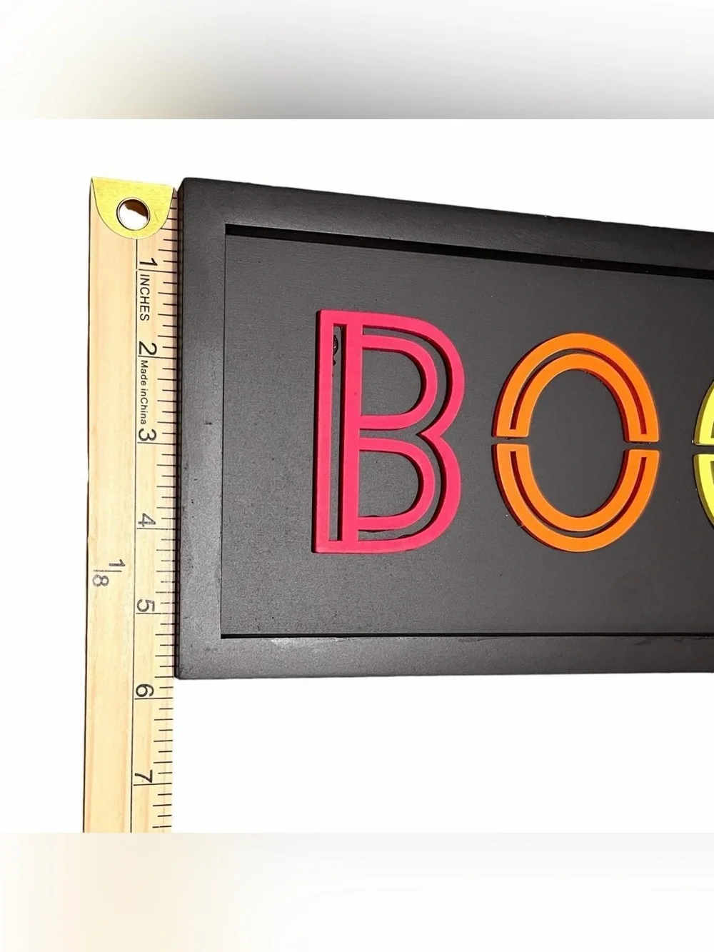 New Halloween Multicolor Wood Neon Boo! Wall Sign Decoration